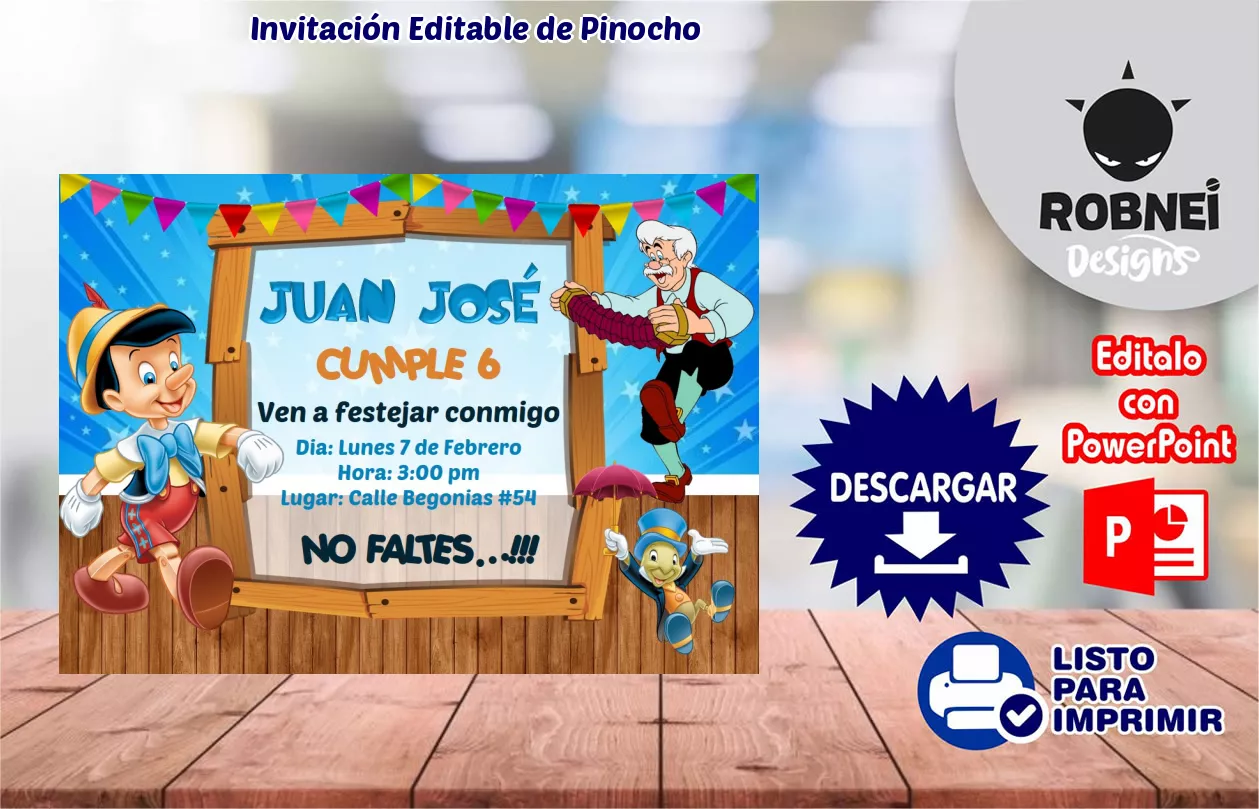 Invitacin de Pinocho