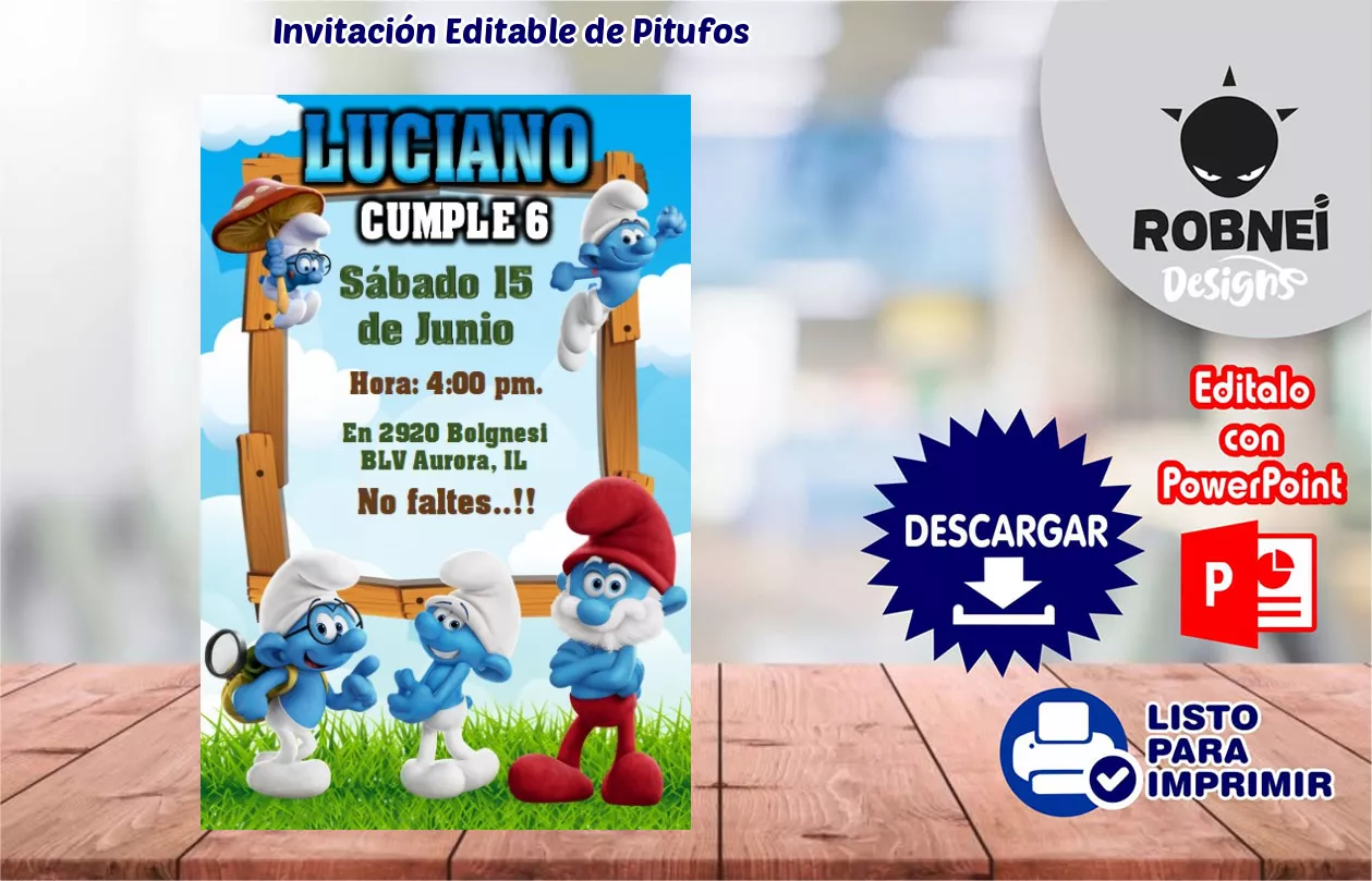 Invitacin de Pitufos