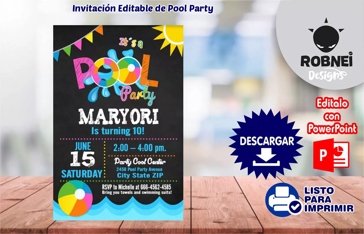 Invitacin de Pool Party