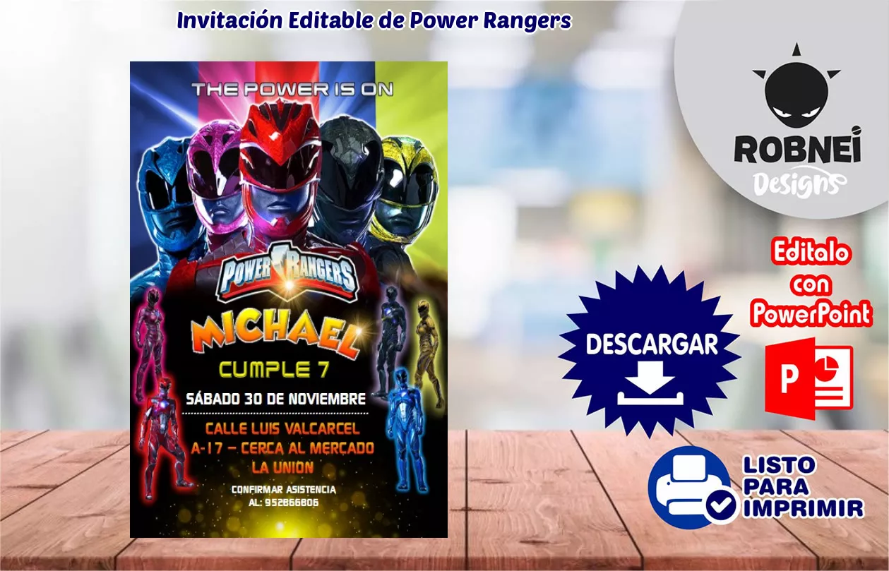 Invitacin de Power Rangers