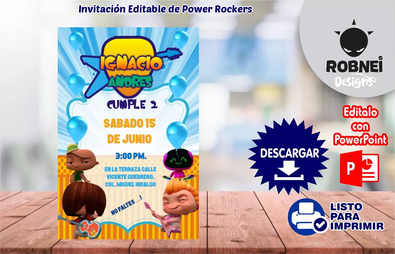 Invitacin de Power Rockers