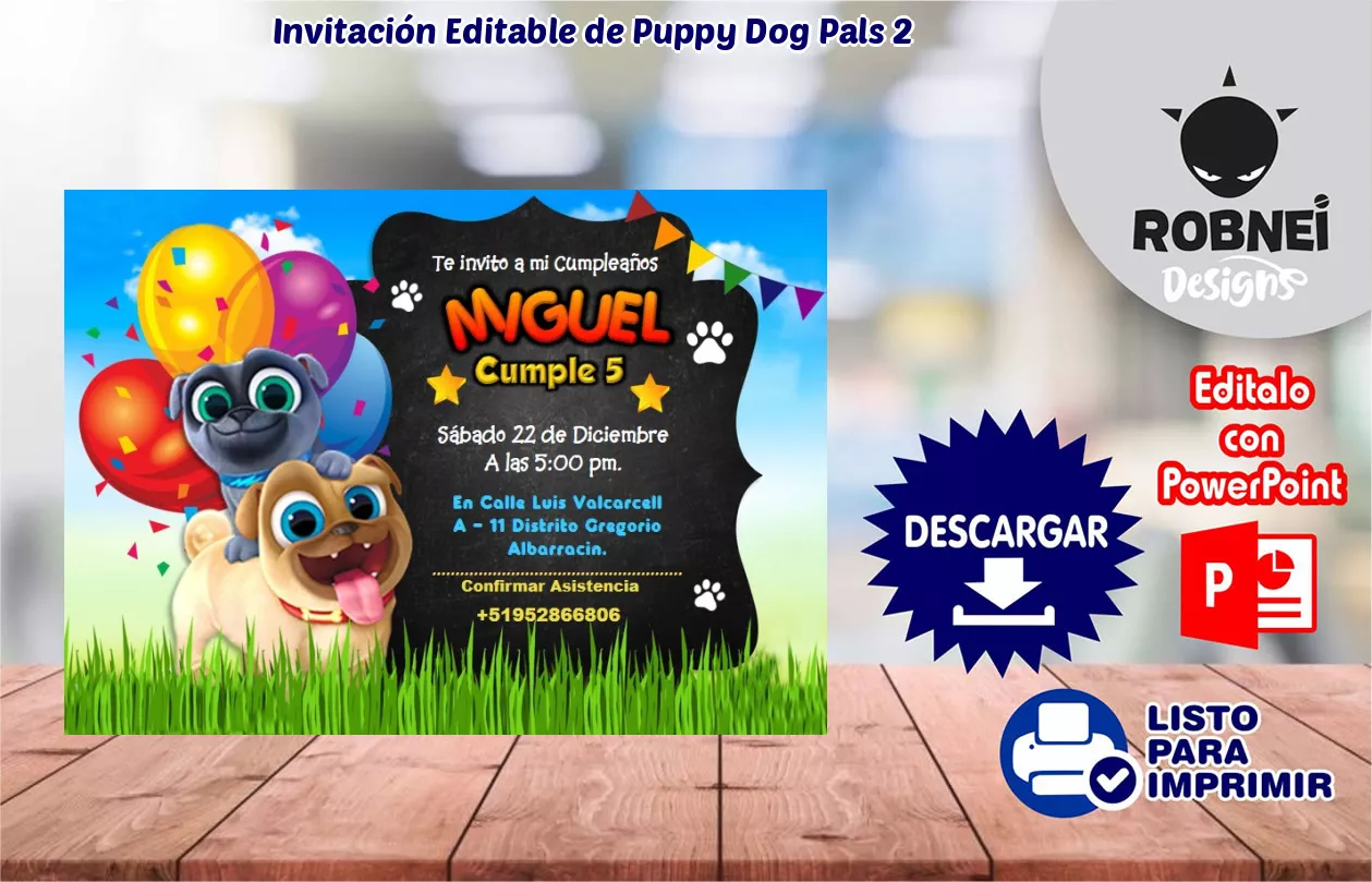 Invitacin de Puppy Dog Pals 2