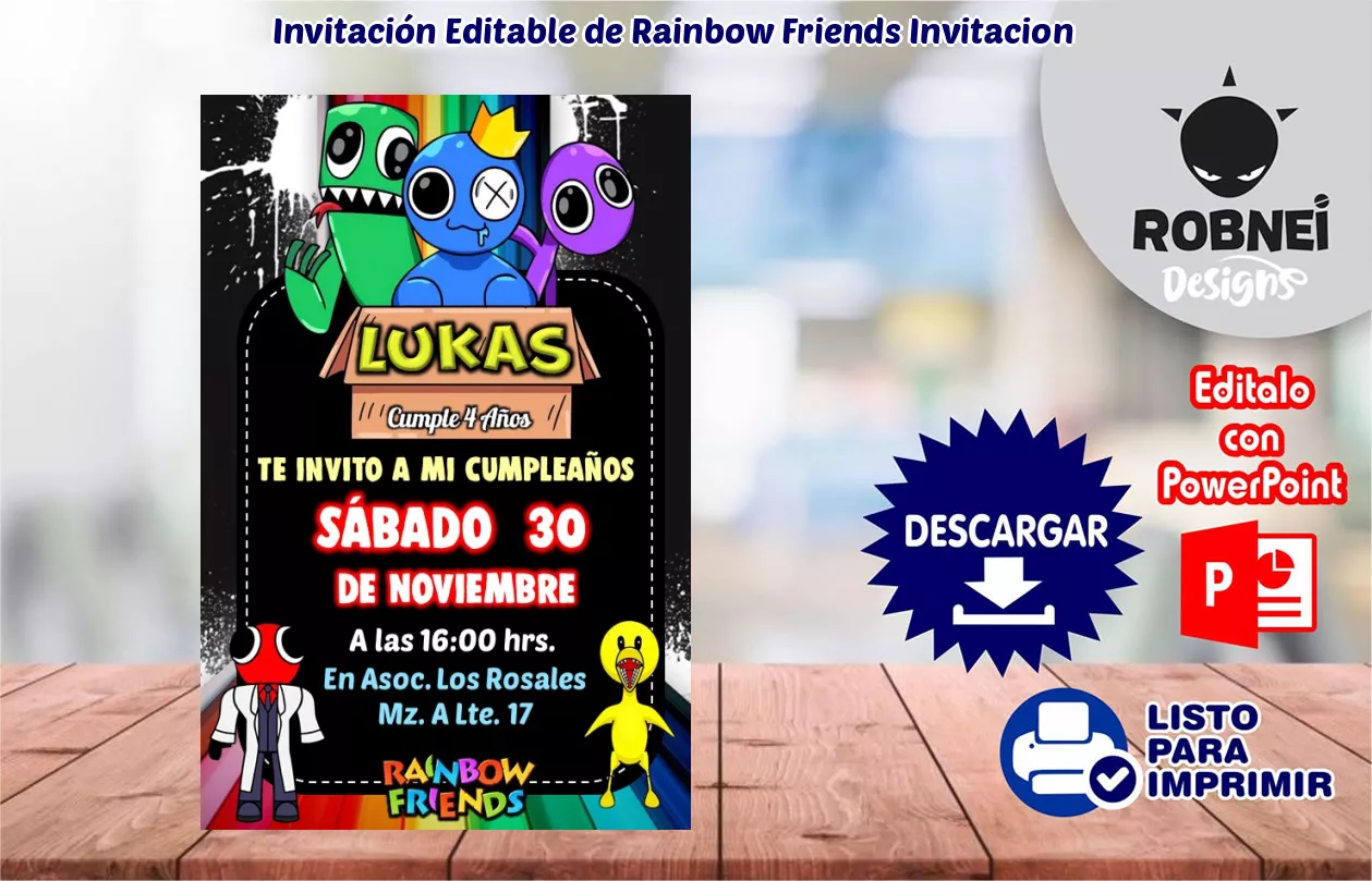 Invitacin de Rainbow Friends Invitacion