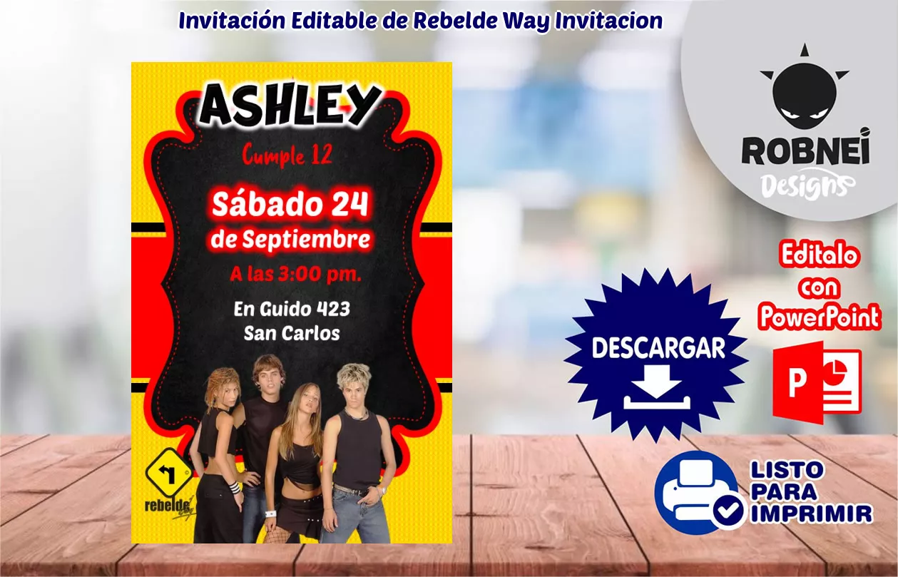 Invitacin de Rebelde Way Invitacion