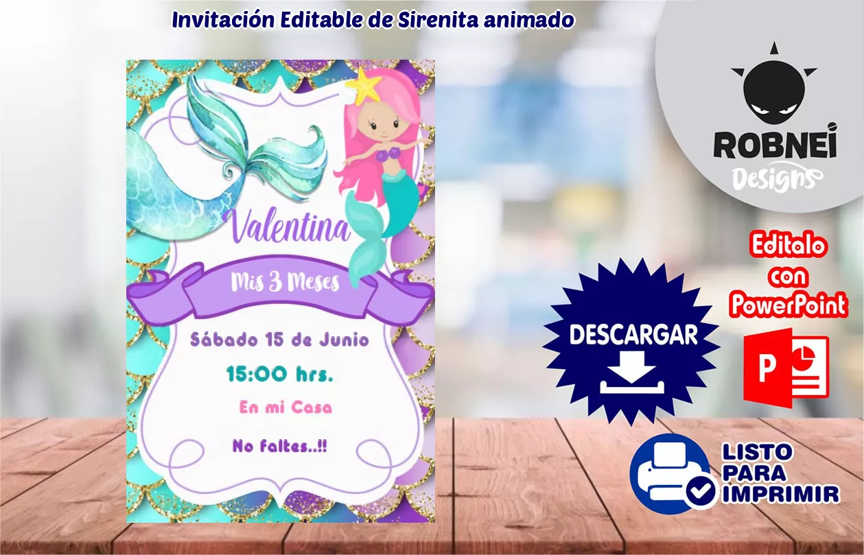 Invitacin de Sirenita animado