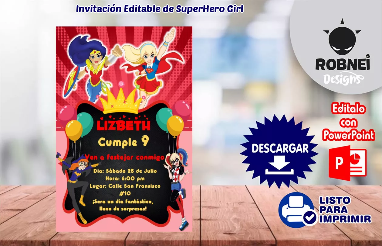 Invitacin de SuperHero Girl