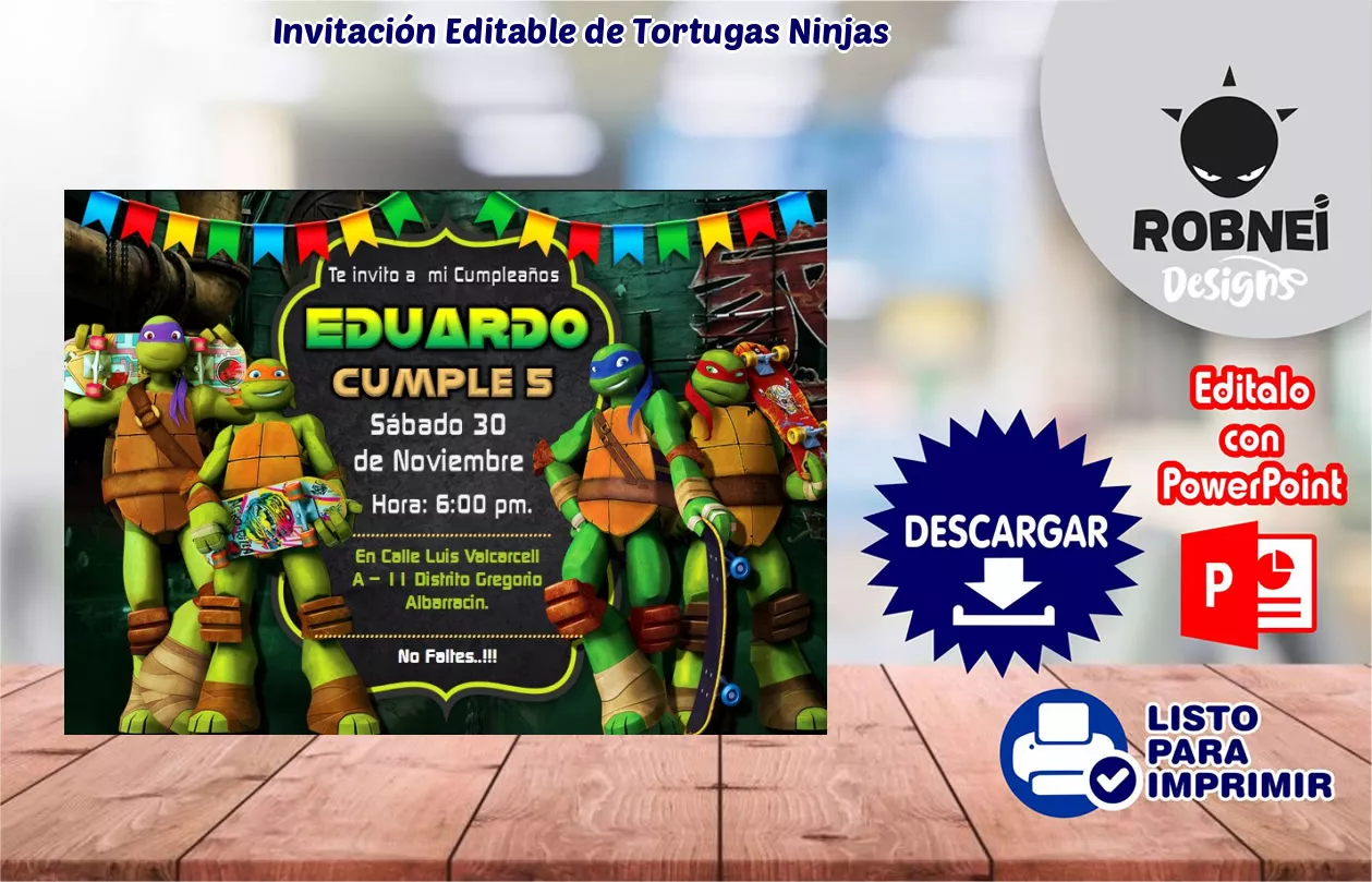 Invitacin de Tortugas Ninjas