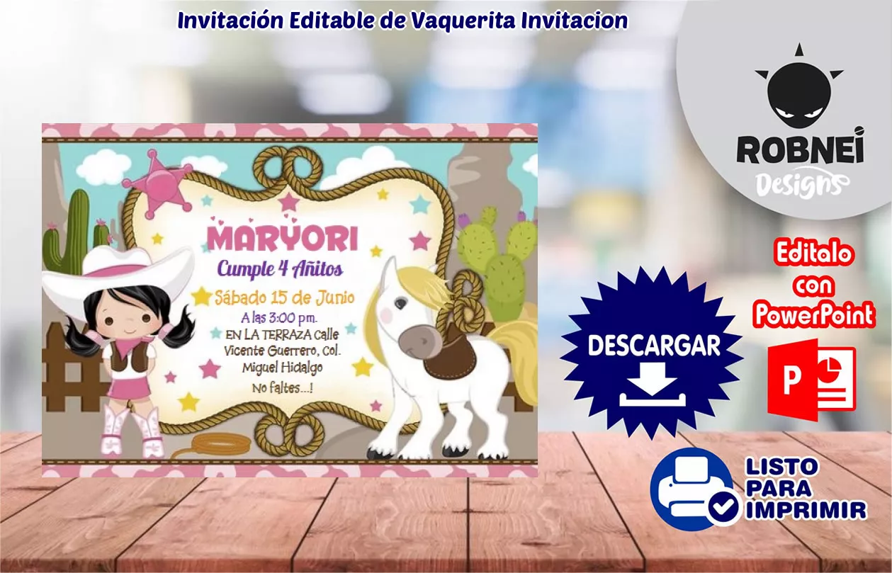 Invitacin de Vaquerita Invitacion