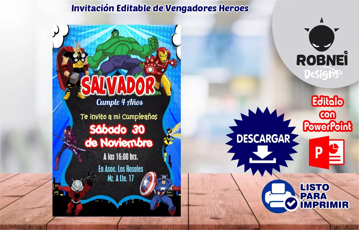 Invitacin de Vengadores Heroes