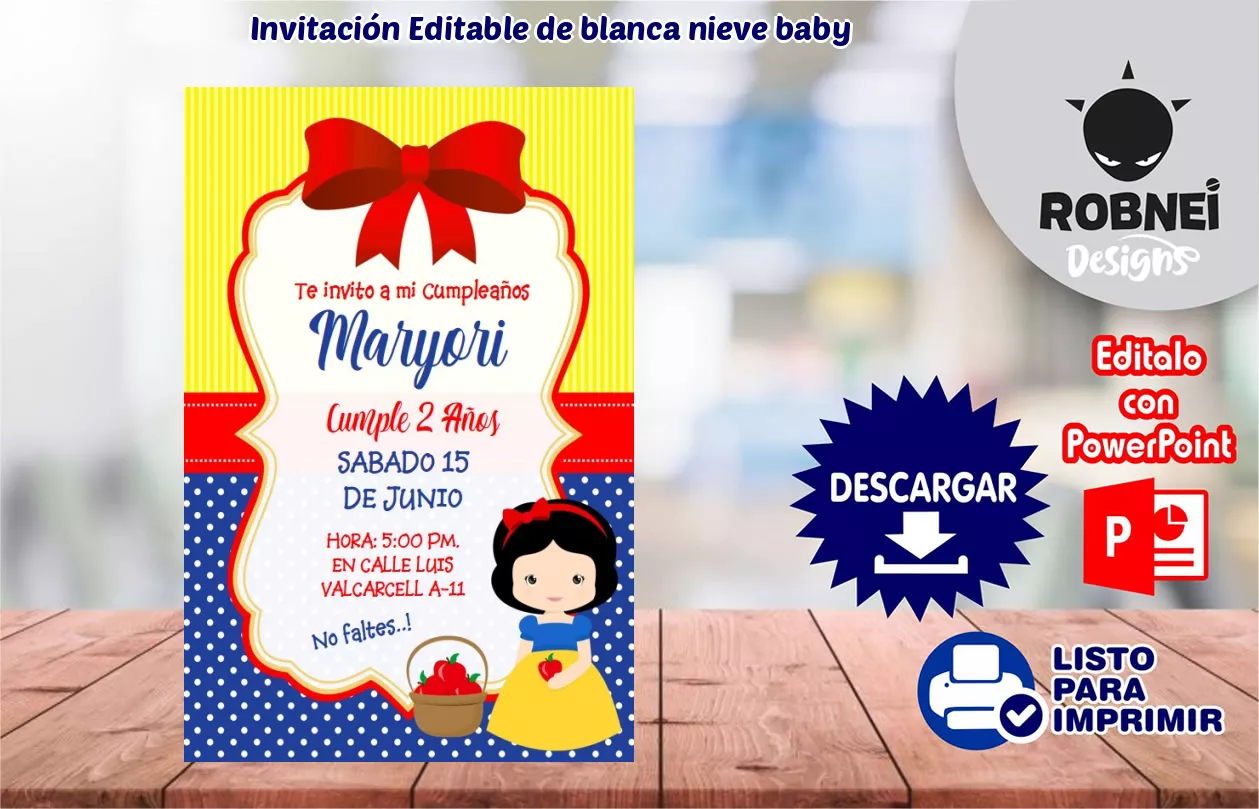 Invitacin de blanca nieve baby