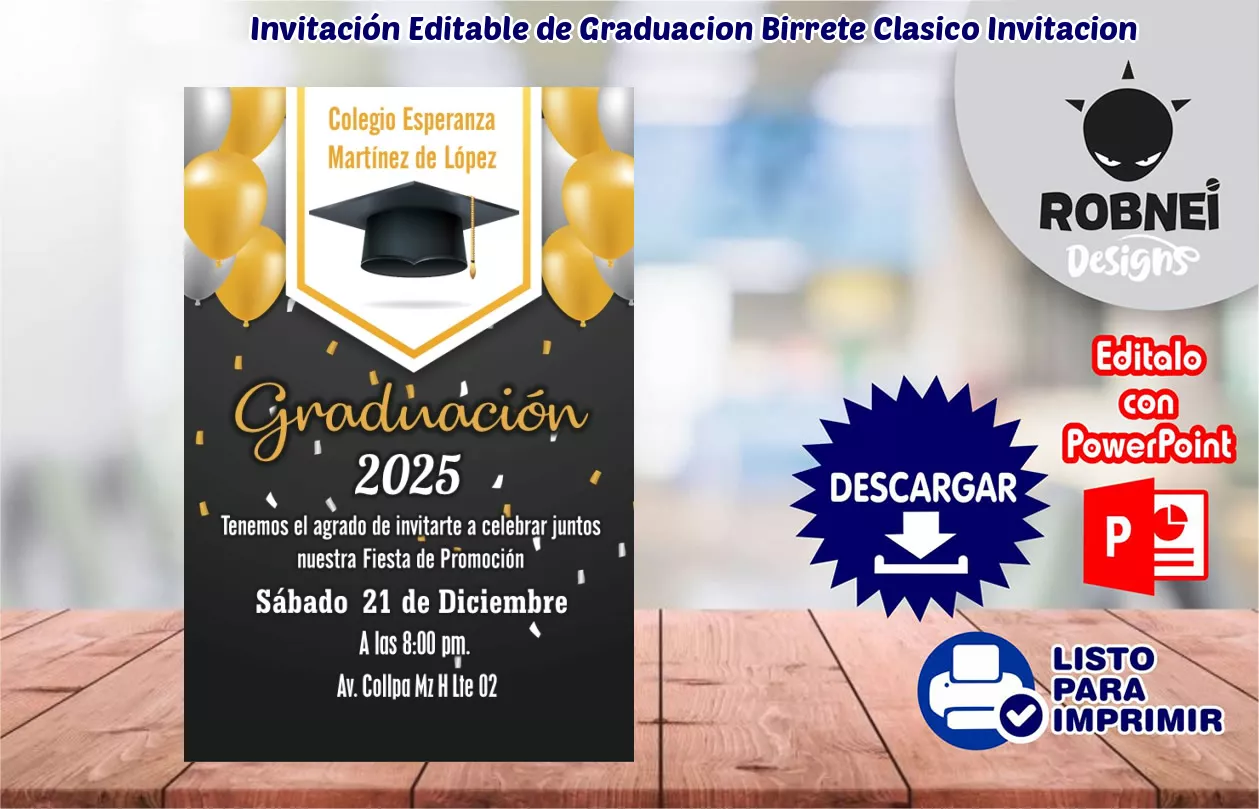 Invitacin de Graduacion Birrete Clasico Invitacion