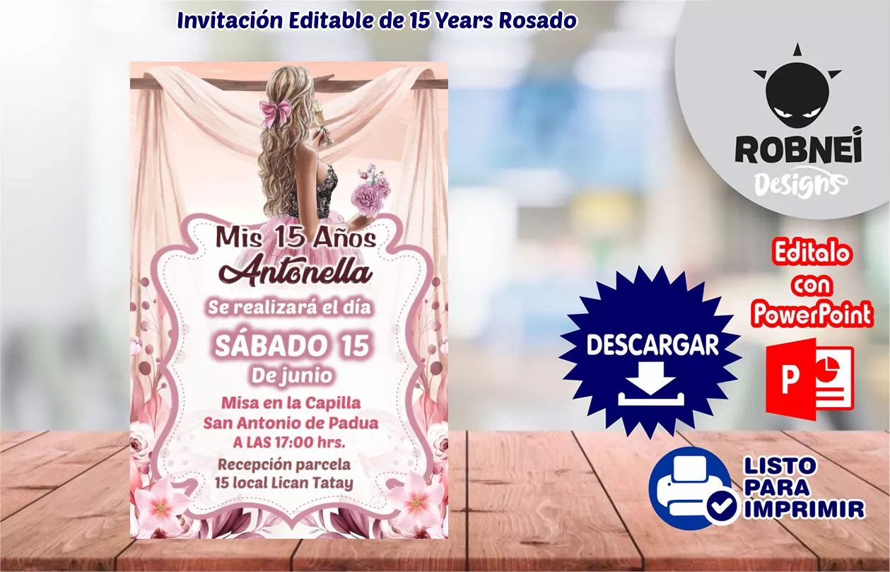 Invitación de 15 Years Rosado Invitación de 15 Years Rosado