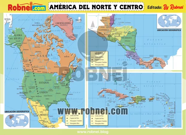 Lamina de AMERICA DEL NORTE CENTRO Y ANTILLAS