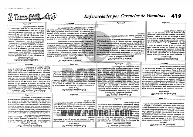 Lamina de ENFERMEDADES POR CARENCIA DE VITAMINAS con texto