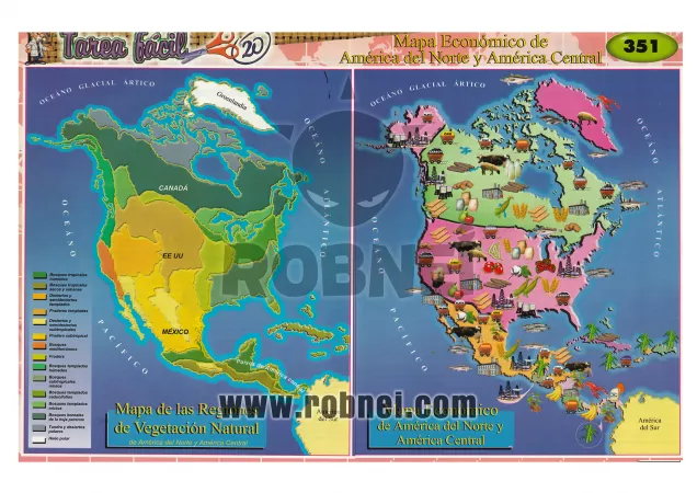 Lamina de MAPA ECONOMICO DE AMERICA DEL NORTE Y AMERICA CENTRAL