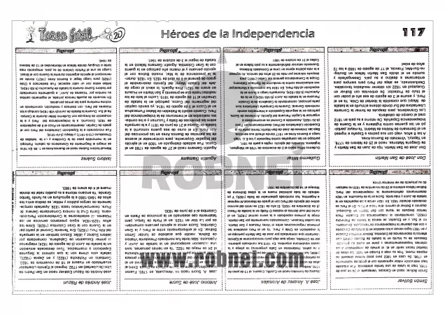 Lamina de HEROES DE LA INDEPENDENCIA con texto