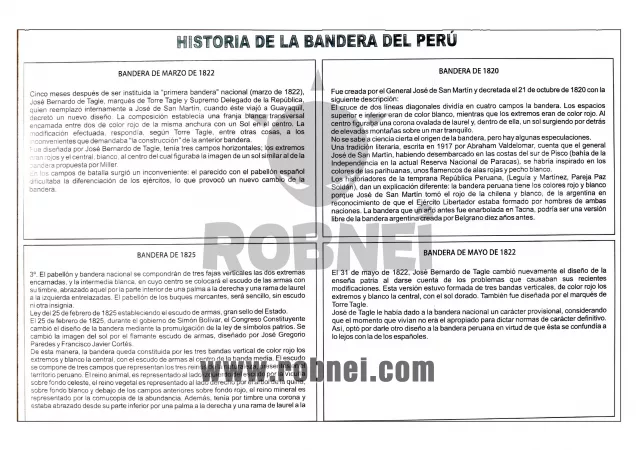 Lamina de HISTORIA DE LA BANDERA DEL PERU 2 con texto