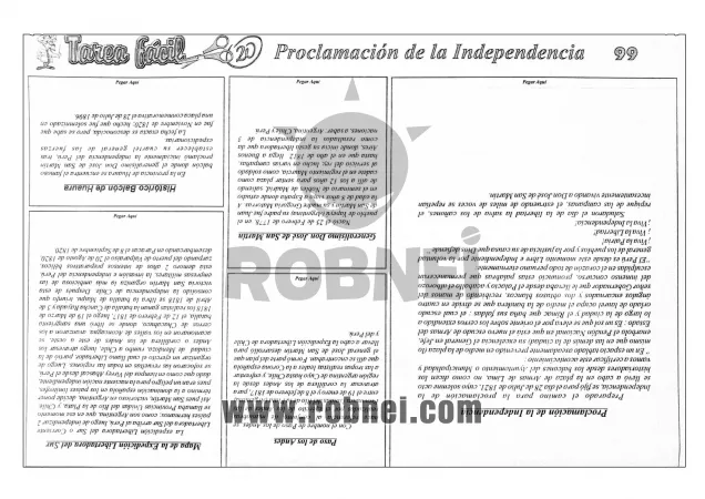 Lamina de PROCLAMACION DE LA INDEPENDENCIA con texto