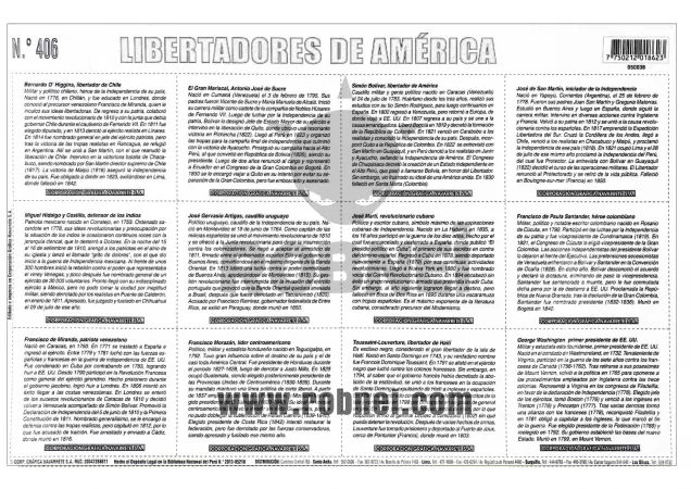 Lamina de LIBERTADORES DE AMERICA con texto