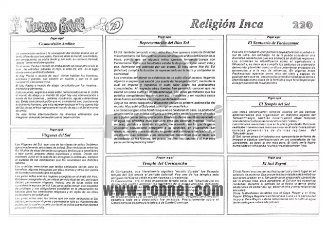 Lamina de RELIGION INCA con texto